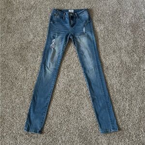 Girls Hudson blue denim distressed skinny jeans size 16